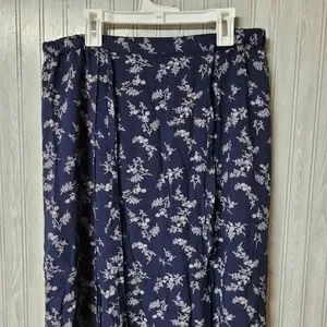 hinge Skirts Hinge Womens Navy Blue And White Floral Print Midi Skirt Poshmark